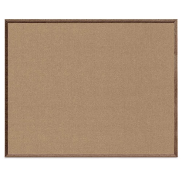 United Visual Products Wood Combo Board, 36"x48", Walnut/White Porcelain & Cork UVDECORK4836OAK-WALNUT-WHTPORC-CORK - main